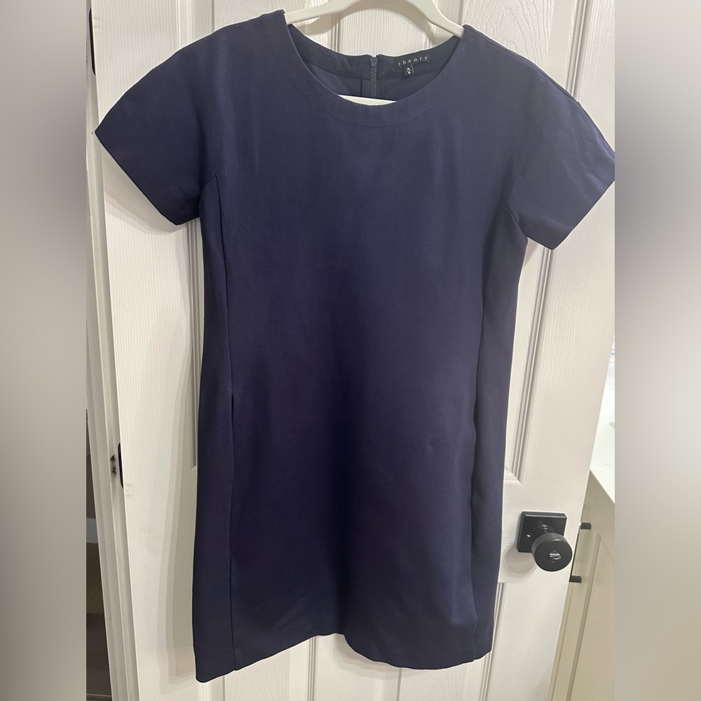 Theory Navy Short Sleeve Mini Dress
